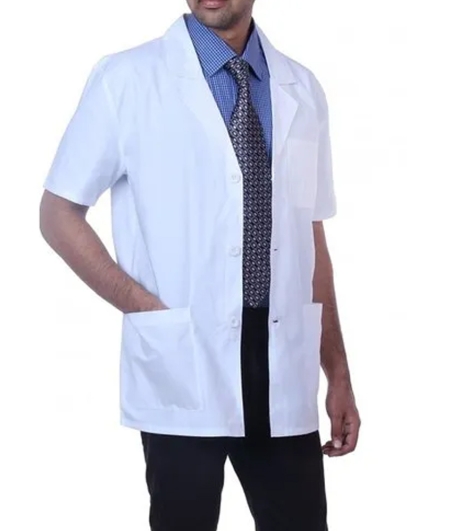 Cotton White Half Sleeve Doctor Coat, Hand Wash and Machine Wash