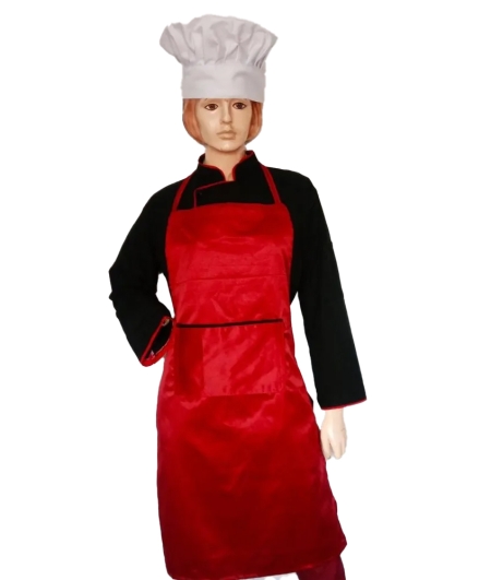 Material: Cotton Full Length Apron Red, For Hotel, Size: 61x79 Cm